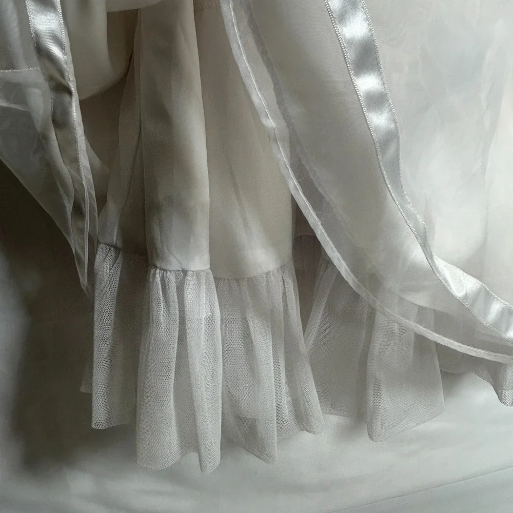 Jona Michelle Girls 8 White Formal Dress Wedding Flower Communion Tulle Roses